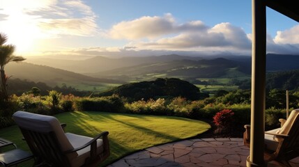 Wall Mural - View from the magnificent estate of the stretching mountain range