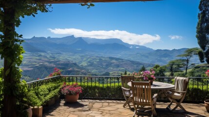 Wall Mural - View from the magnificent estate of the stretching mountain range