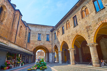 Sticker - Architecture of tiny Piazza Broletto, Lodi, Italy