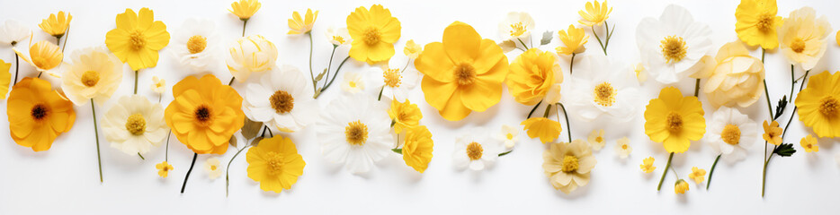 Wall Mural - a picture of yellow and white flowers on a white background, in the style of pastel color palette