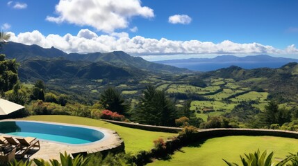 Wall Mural - View from the magnificent estate of the stretching mountain range