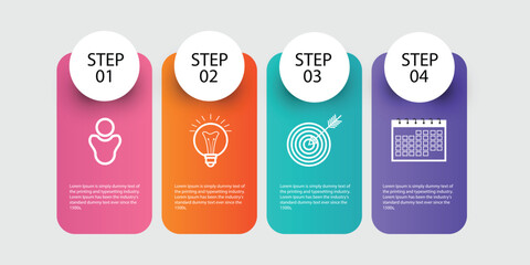 Fototapete - Vector infographics four circles. Business concept of 4 steps, options. Infographic template for diagram, business, web, banner, presentations, flowchart, content