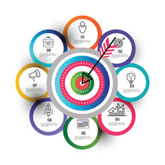 Fototapete - Business circle infographic elements with 8 options or steps.