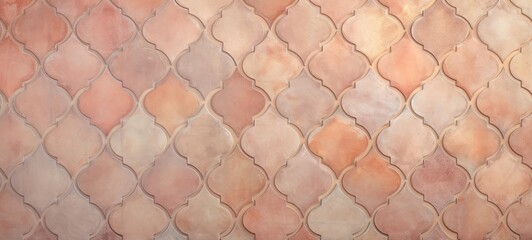 Aufkleber - Abstract pantone peach fuzz mosaic tile wall texture background - Arabesque moroccan marrakech vintage retro ceramic tiles pattern