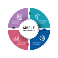 Poster - vector circle infographic template for graphs, charts, diagrams. pie chart concept with 4 options, p
