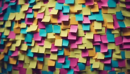 Creative Brainstorming: A Mosaic of Colorful Sticky Notes on Wall