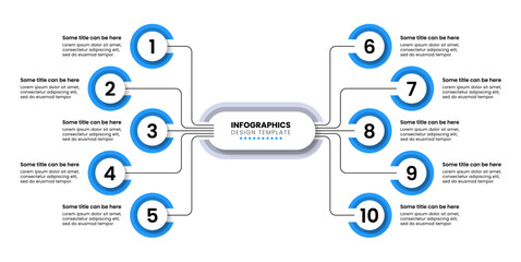 Aufkleber - Infographic template. 10 connected circles with a title in the middle