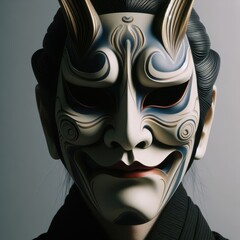 Poster - kabuki mask on white
