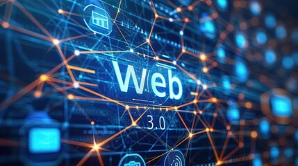 An image of the web 3.0 technology and concept. Blockchain, meta, big data, cloud and server services. Generative AI