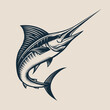 Vintage marlin illustration monochrome design