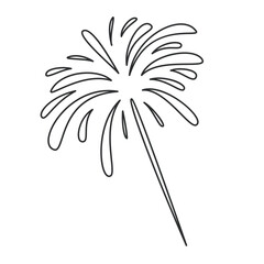 Wall Mural - Fireworks explosion in sky line icon. Thin black outline silhouette of firecracker display with bang and boom effect, firework burst monochrome icon, holiday and carnival element vector illustration