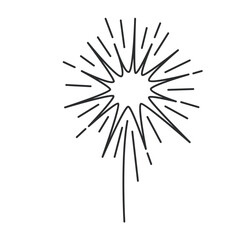 Wall Mural - Bright star shine, starburst line icon. Thin black outline silhouette of firework explosion or fire burst, big bang of exploding star monochrome icon, sparkle display element vector illustration