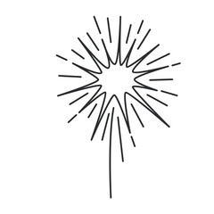 Poster - Bright star shine, starburst line icon. Thin black outline silhouette of firework explosion or fire burst, big bang of exploding star monochrome icon, sparkle display element vector illustration