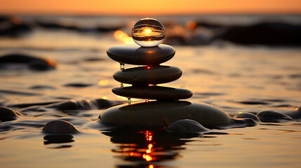 Canvas Print - zen stones on the beach high definition(hd) photographic creative image