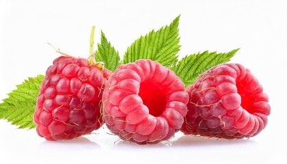 Wall Mural - ripe raspberry isolated on white background