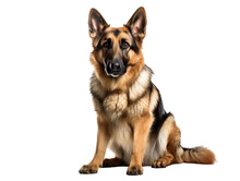 A Loyal German Shepherd, Isolated On A Transparent Or White Background