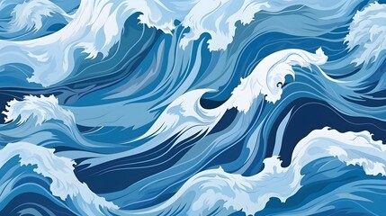  Seamless pattern background of beautiful blue ocean waves