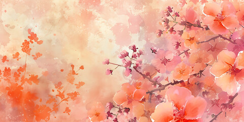 Wall Mural - a watercolor background with various flowers in