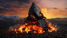 Piece Of Coal On Fire, Under Pressure, Realistic, 8k