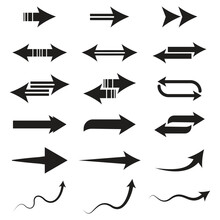 Arrows set. Arrow icon collection. Set different arrows or web design. Arrow flat style isolated on white background