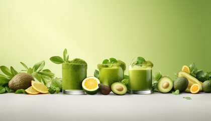 Kiwi and green grass smoothie and juice in a glass beaker