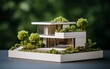 © KBL Sungkid - house model with a modern minimalist design and green garden. generative ai