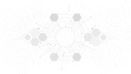 Aufkleber - gray background technology hexagon line template.