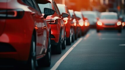 Wall Mural - many cars on the road top view traffic jam rush hour