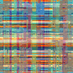 Fototapete - Vector pattern with imitation of grunge glitch texture. Plaid retro pattern. Seamless grunge background