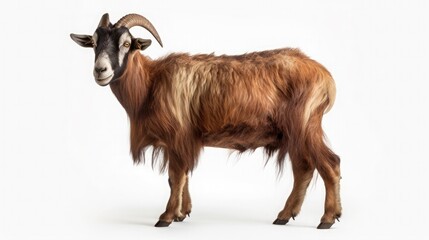 Wall Mural - Goat isolated white background, ultra realistic photography, 