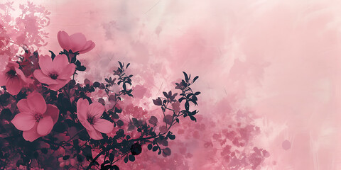 Wall Mural - cute image of some flowers on sky background on pink 