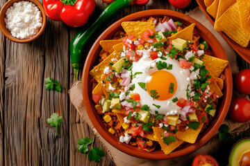 Canvas Print - Traditional mexican chilaquiles. Mexican breakfast