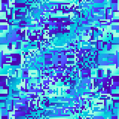 Leinwandbilder - Abstract seamless geometric Blue pattern. Pixel art style pattern. Geometric vector image.