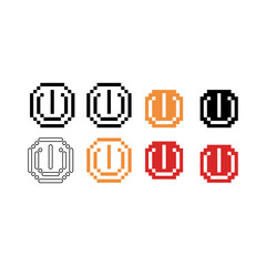 Fototapete - Pixel art outline sets icon of turn on off sign variation color.Technology turn on off icon on pixelated style. 8bits Illustration, perfect for design asset element your game ui. Pixel flat design