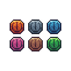Fototapete - Pixel art sets icon of turn on off sign variation color.Technology turn on off icon on pixelated style. 8bits Illustration, perfect for design asset element your game ui. Pixel flat design element.