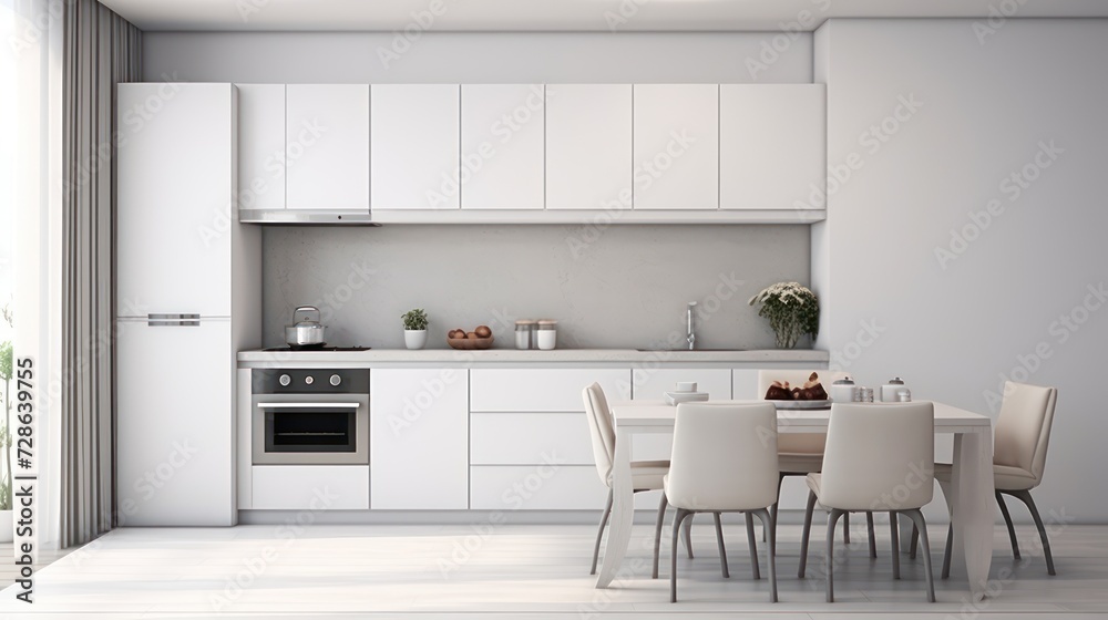 Ultra high quality modern elegant white interior , small kitchen with ...