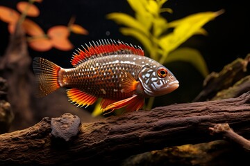 Wall Mural - Stunningly realistic illustration of a colorful scaly fish thriving in its natural habitat