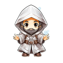 cartoon chibi wizard on a transparent background png isolated