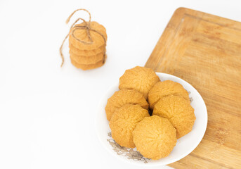 Wall Mural - cookies or biscuits, traditional dessert, nutrition snack, dessert or breakfast food isolated on white background