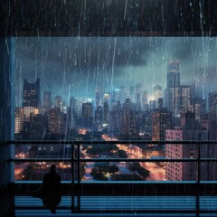 Wall Mural - Rain city view from luxury ro abf0a5ca4a8c