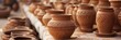 Clay pots with intricate designs made of natural adobe clay unglazed ceramics for plants and more