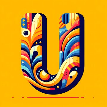 U typography, U logo ai vector illustration