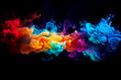Dynamic flow of vibrant ink colors drops creating colorful smoke effect