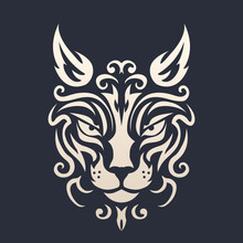 Ornamental Cat Face Decorative Logo Symbol