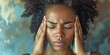 African American girl holding her head headache migraine Generative AI