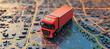 © Enrique - Gps tracking from top view moving truck with container on a map