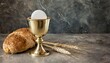 christian holy communion with chalice on stone background