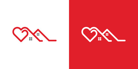 Design for a home logo with a heart shape logo design, a combination of love symbols
with home. home icon vector design template with love feel in modern and simple look.