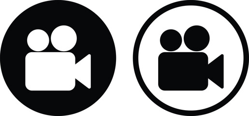 Poster - Video camera icon set in two styles . Movie sign vector . Video icon
