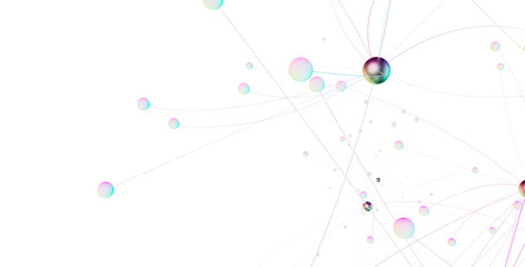 Poster - Abstract polygonal space with connecting dots and lines. Dark background. Connection structure. 3d Widescreen